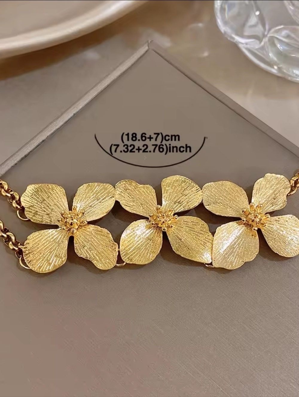 Gold Floral Triple-Chain Bracelet - Picture 5 of 5
